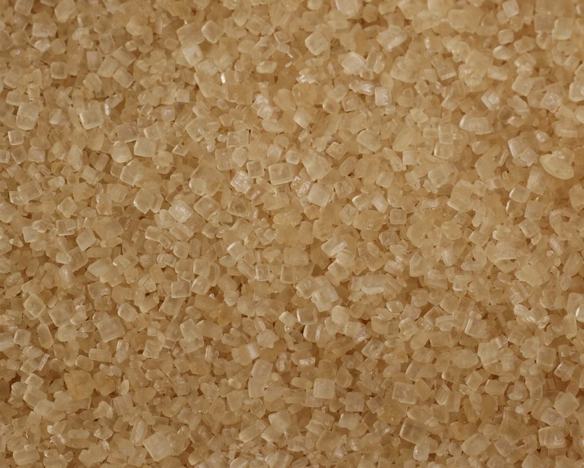 Close-up of raw cane sugar crystals