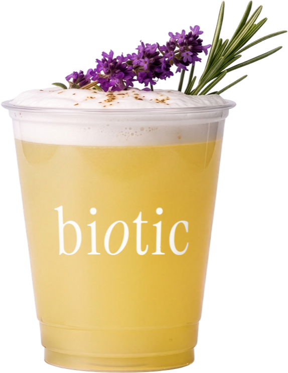 Pale palm sugar and lime drink with a soft foam top, lime and cardamom